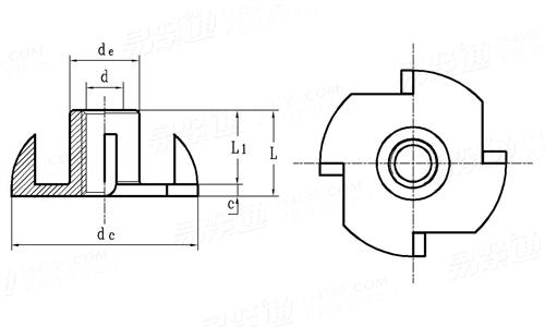 YJT3023四角螺母 镀锌四爪螺母 家具四爪钉 公制英制