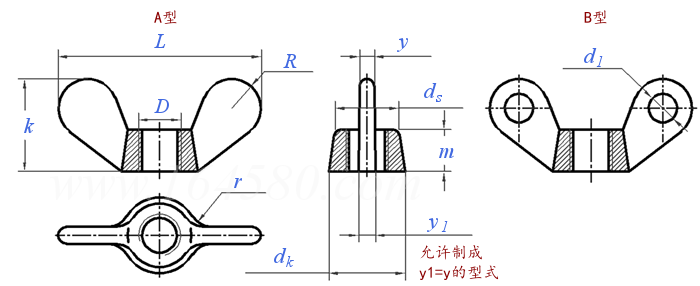 蝶形螺母 GB 62 - 1988