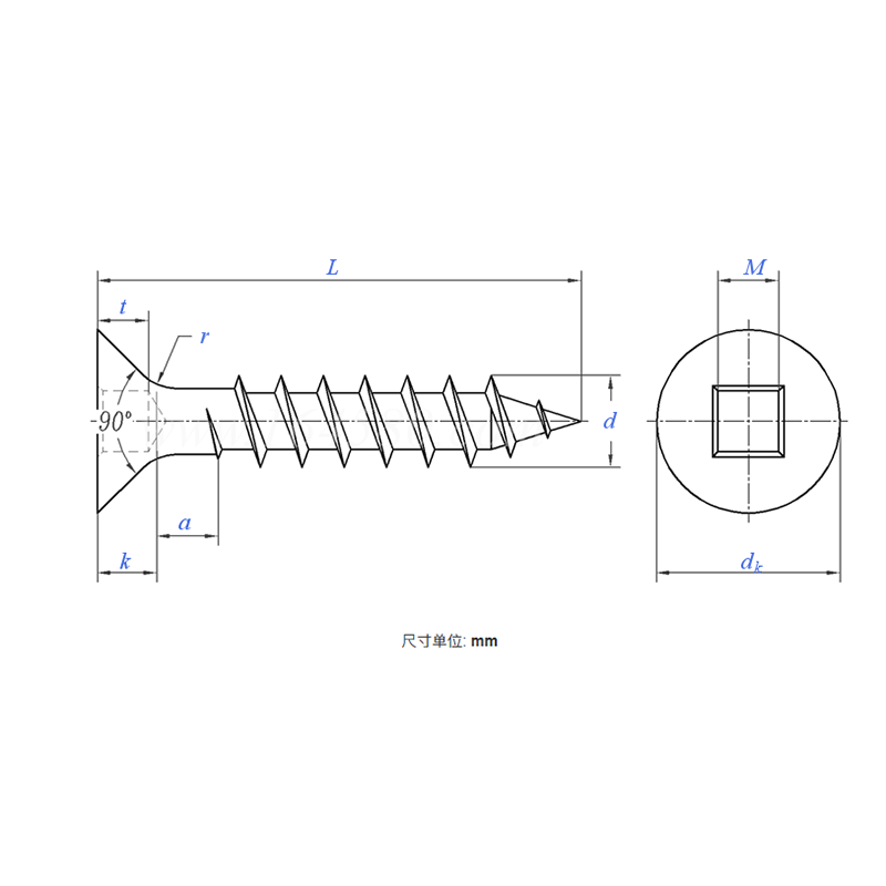 Square Drive Fiberboard Screw