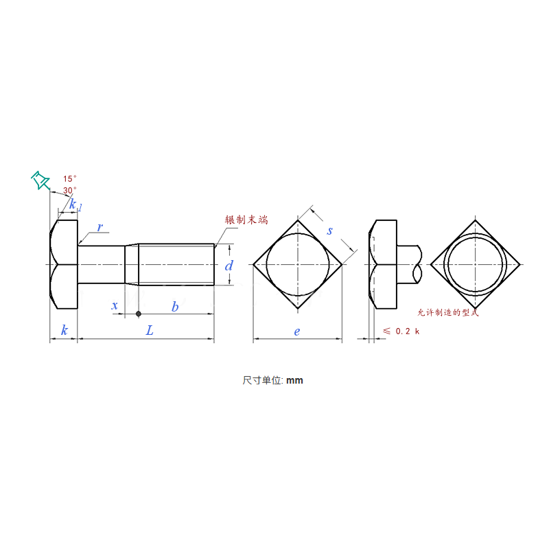 Square Head Bolt Class C