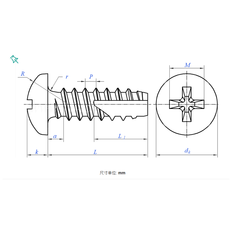Cross Recessed Pan Head Self-Tapping Screw with Slash Point