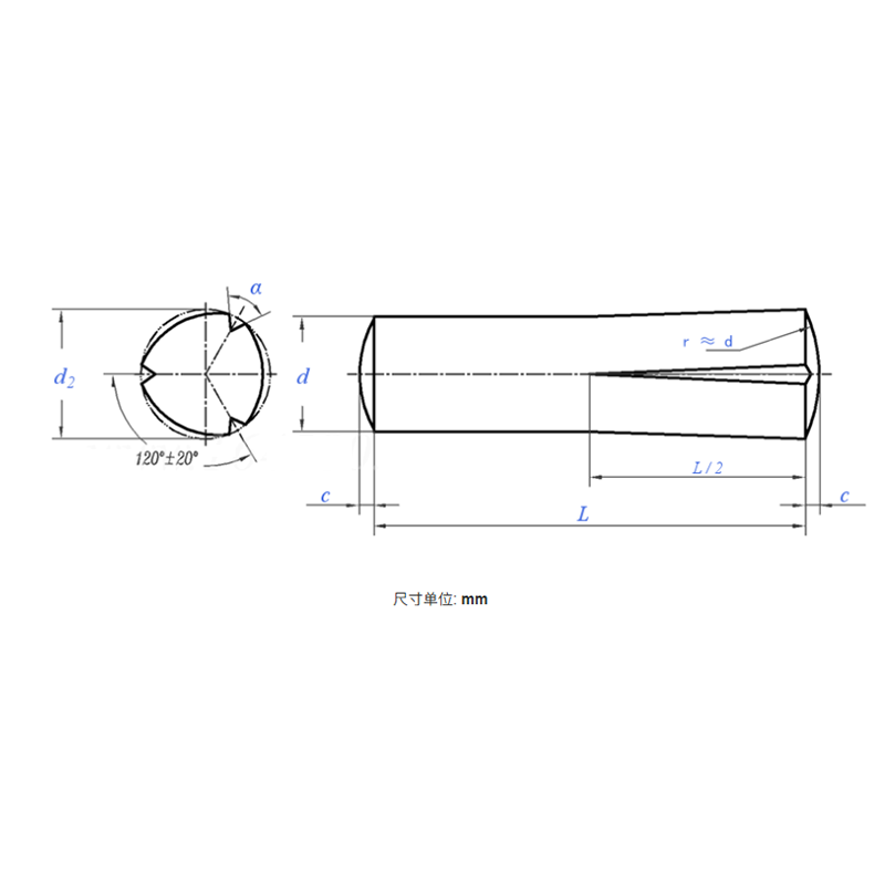Slotted Spring Pin (Half Length Conical Groove)