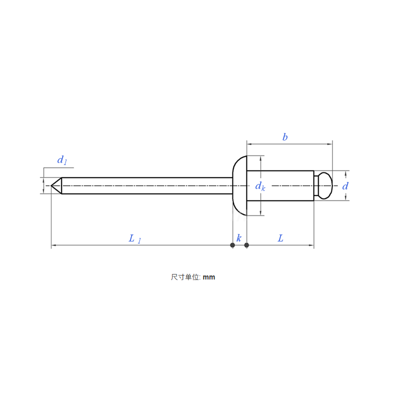 Open End Blind Rivet with Round Flat Head