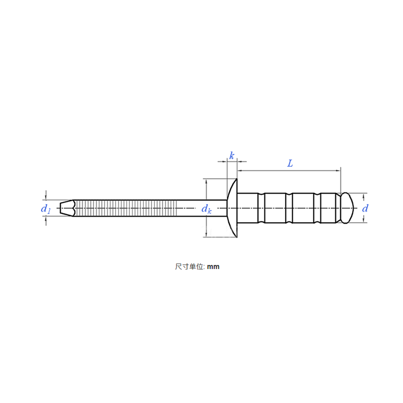 Multi-Drum Blind Rivet with Round Head