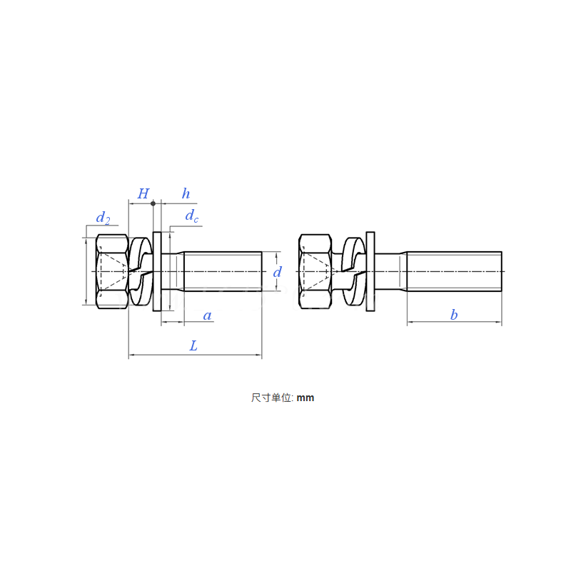 Cross Recessed Cupped Hex Head Bolt Assembly with Spring Washer and Flat Washer