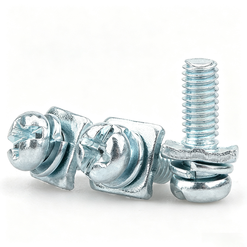 Combination Small Pan Head Screw with Spring Washer and Square Washer Assembly