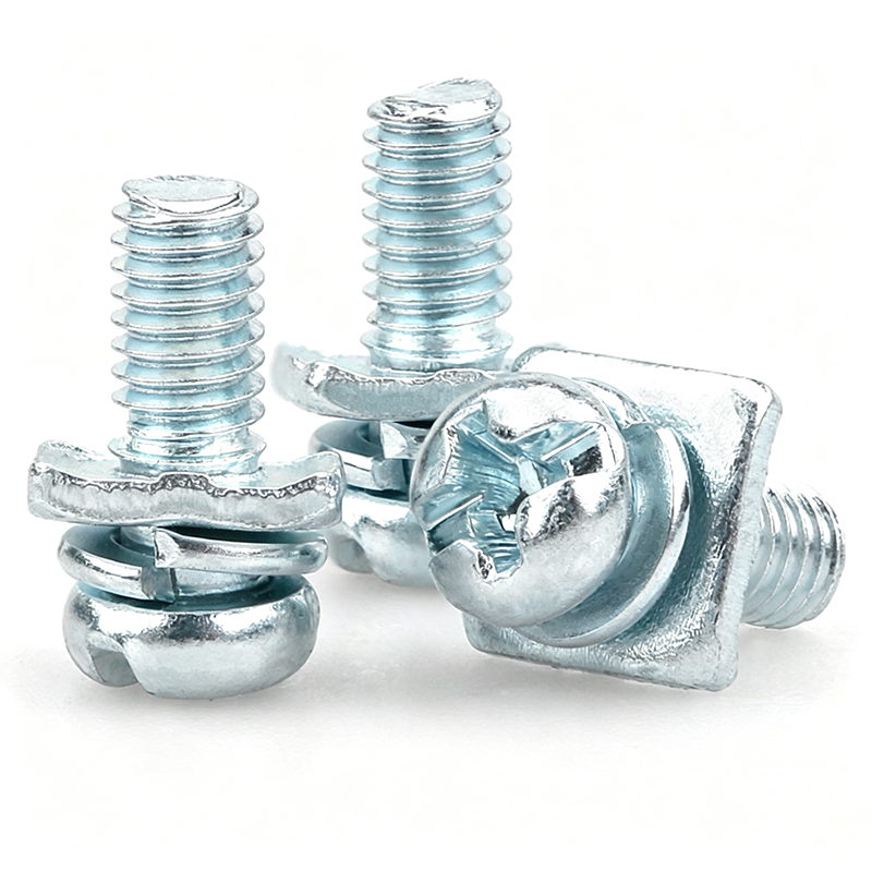 Combination Small Pan Head Screw with Spring Washer and Square Washer Assembly