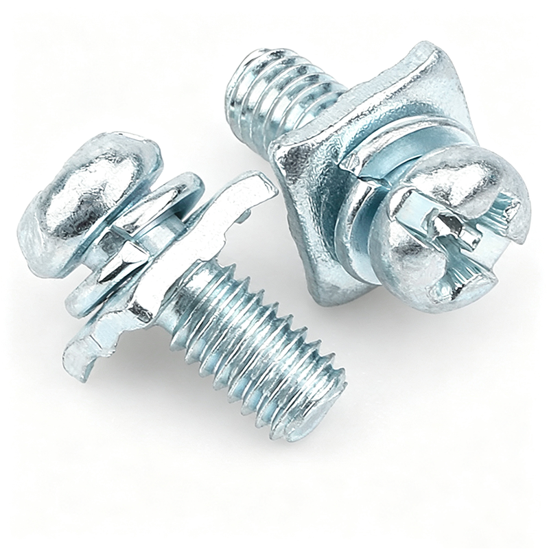 Combination Small Pan Head Screw with Spring Washer and Square Washer Assembly