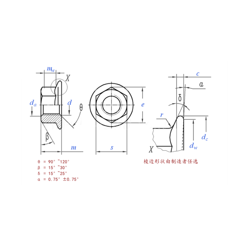 Hexagon Flange Nut (Coarse Thread)