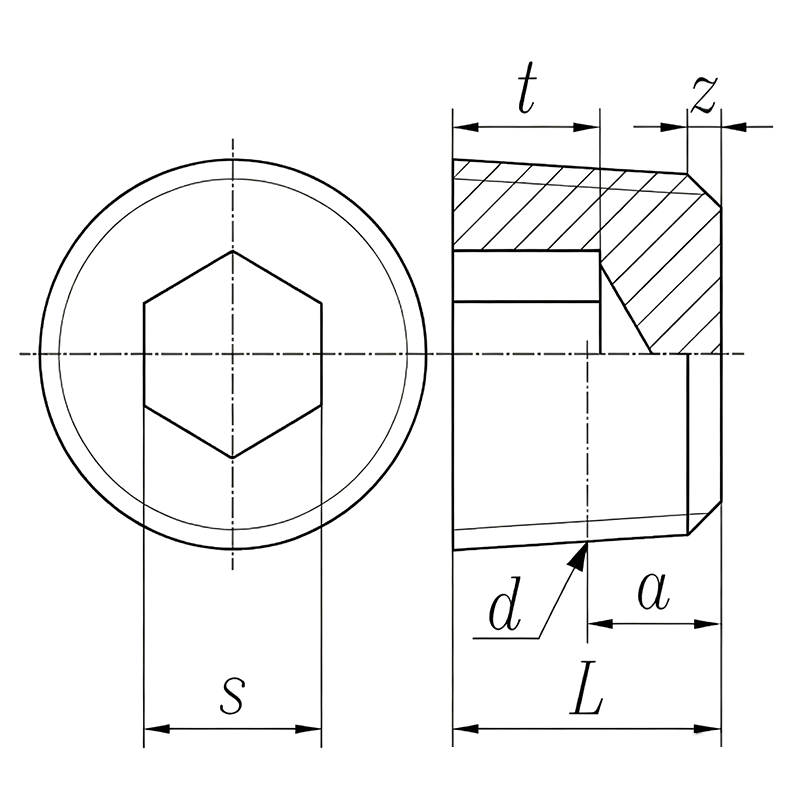 Automobile Parts — Type 1B1 Hexagon Socket Tapered Plug