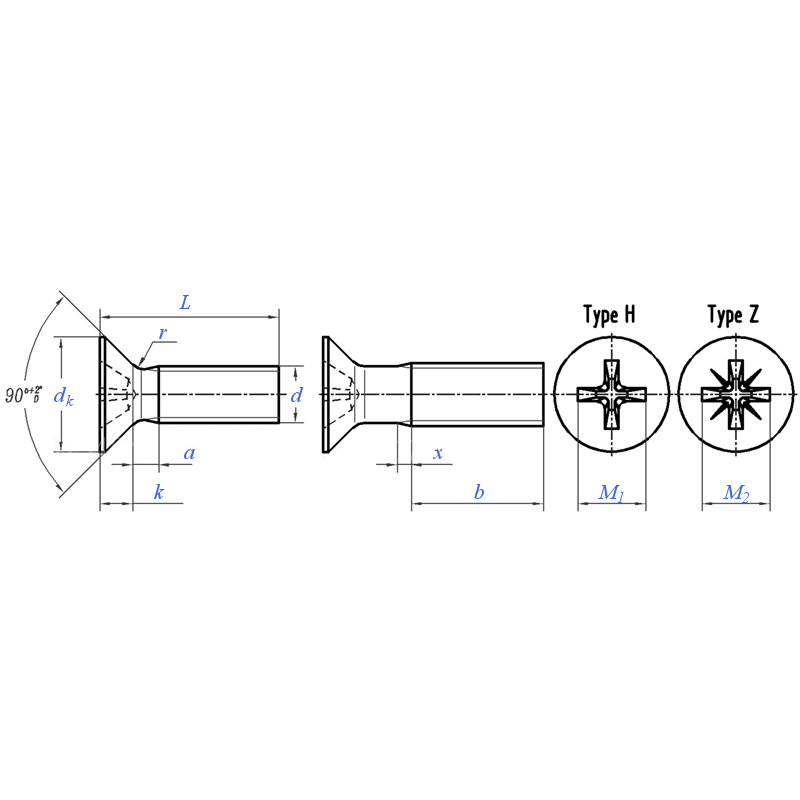 Cross Recessed Countersunk Head Screw
