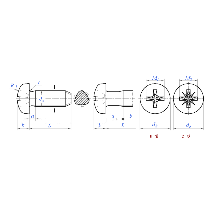 Cross recessed pan head thread rolling screw