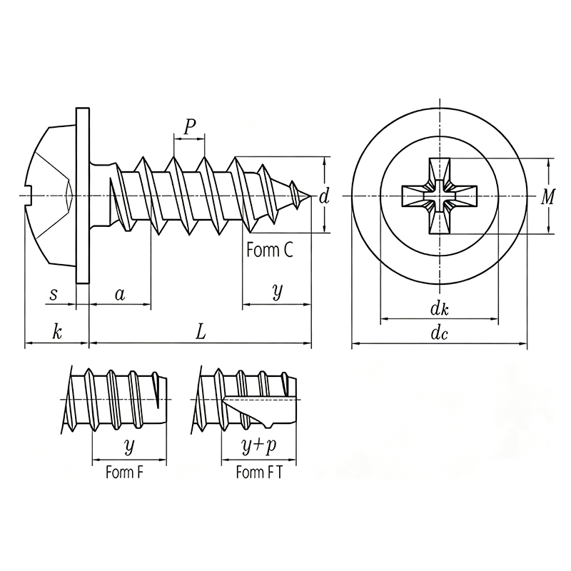 Cross Recess Pan Head Self-Tapping Screw with Washer