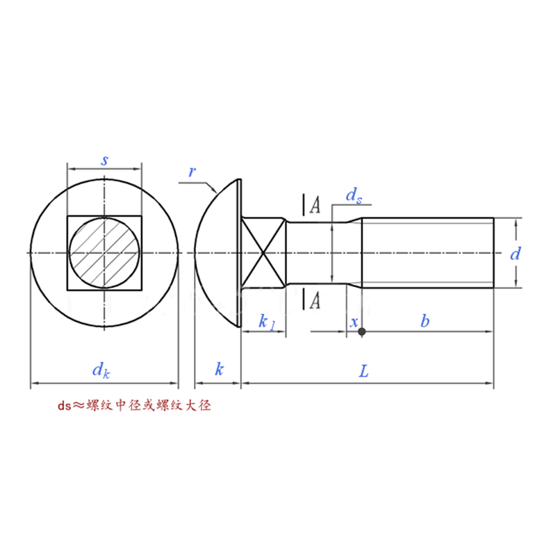 Round Head Square Neck Bolt