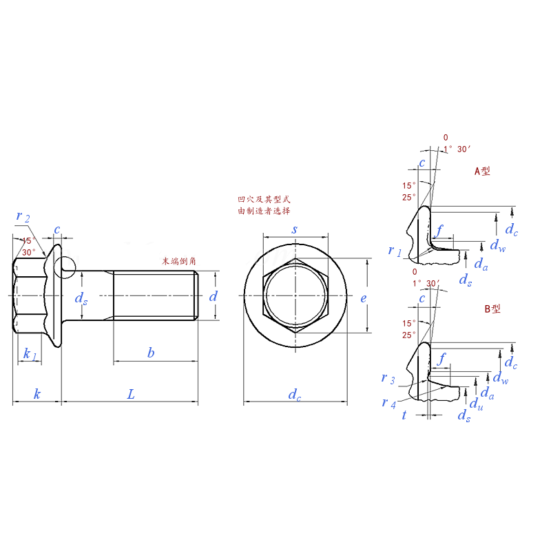 Hexagon Flange Head Bolt, Grade B
