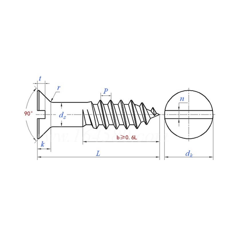 Slotted Countersunk Head Wood Screw