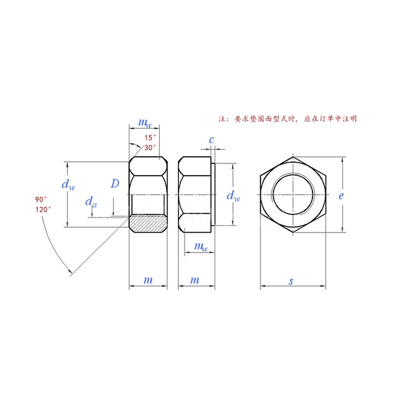 Hexagon Nut Style 2, Fine Pitch Thread
