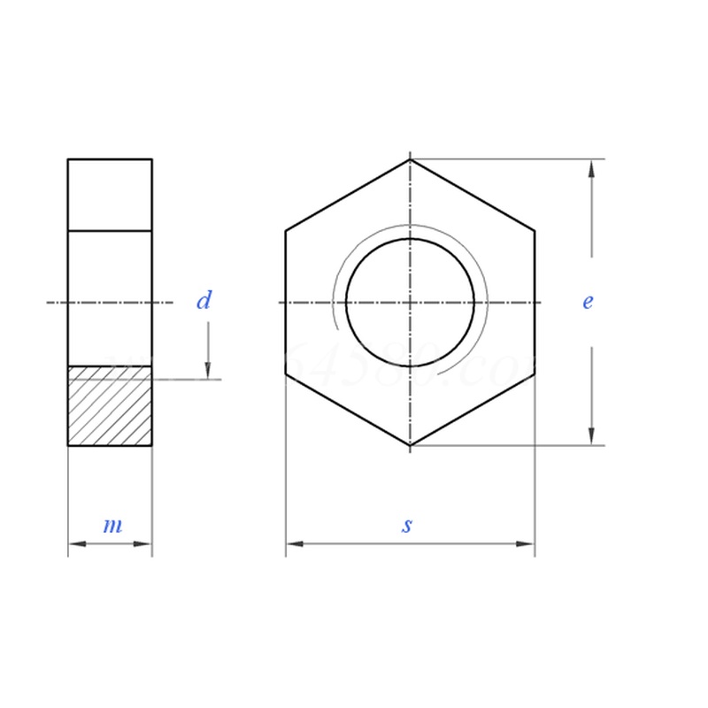 Hexagon Thin Nut, Without Chamfer
